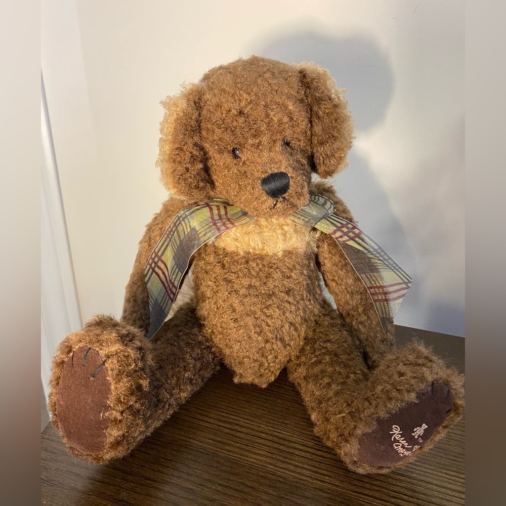Brown Plush Teddy Bear with Plaid Bow - Kids Toy